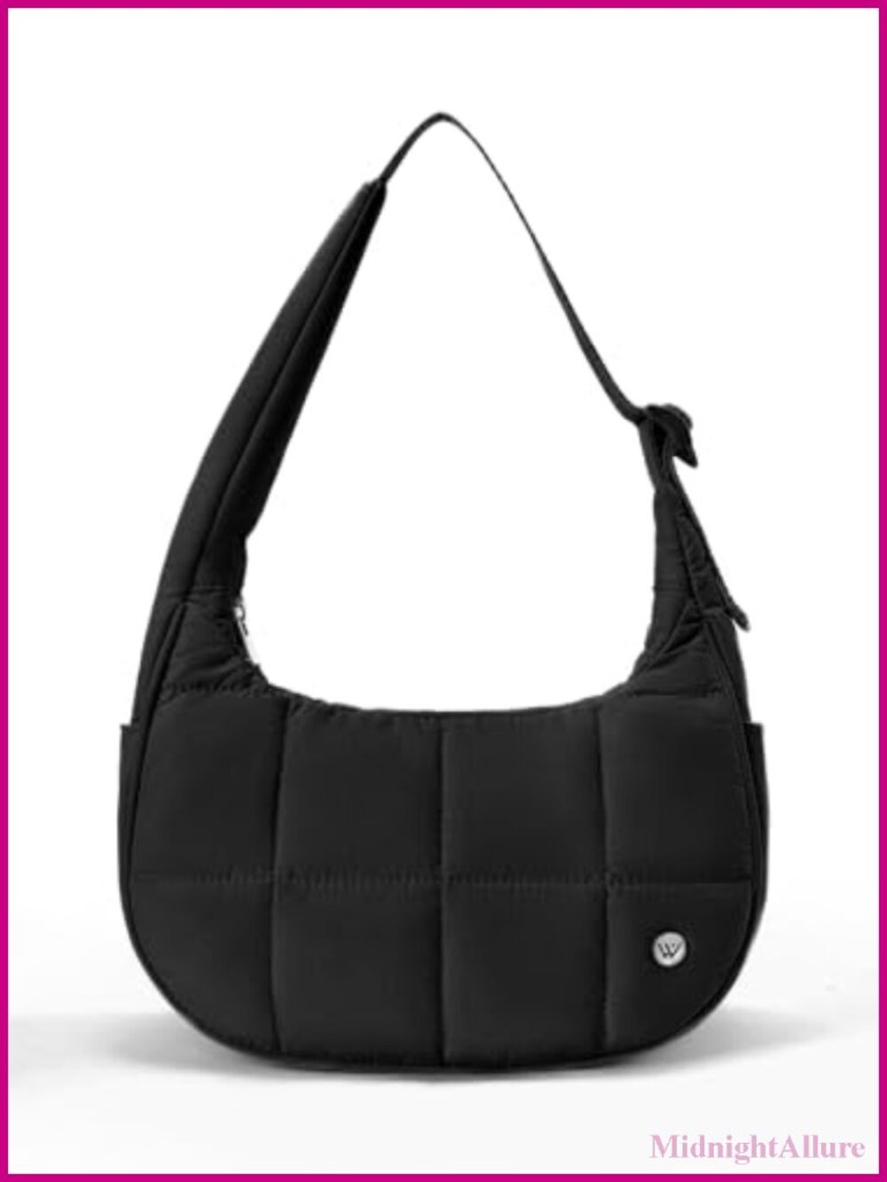 Small Puffer Crescent Shoulder Bag Nylon Quilted Women Handbag